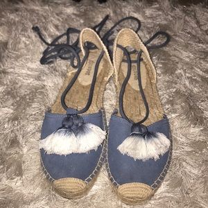 Soludos Tassel Ankle Wrapped Platform Espadrille